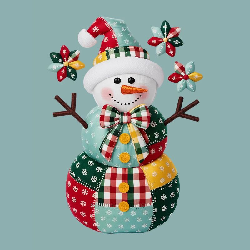 Patchwork Snowman Holiday Cheer