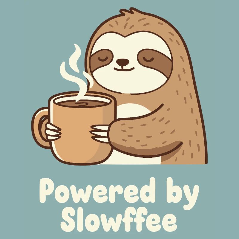Sloth Coffee Power Illustration