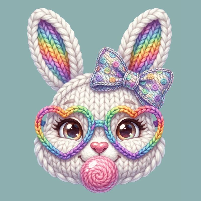 Easter Bunny Bubble Heart Glasses Rainbow