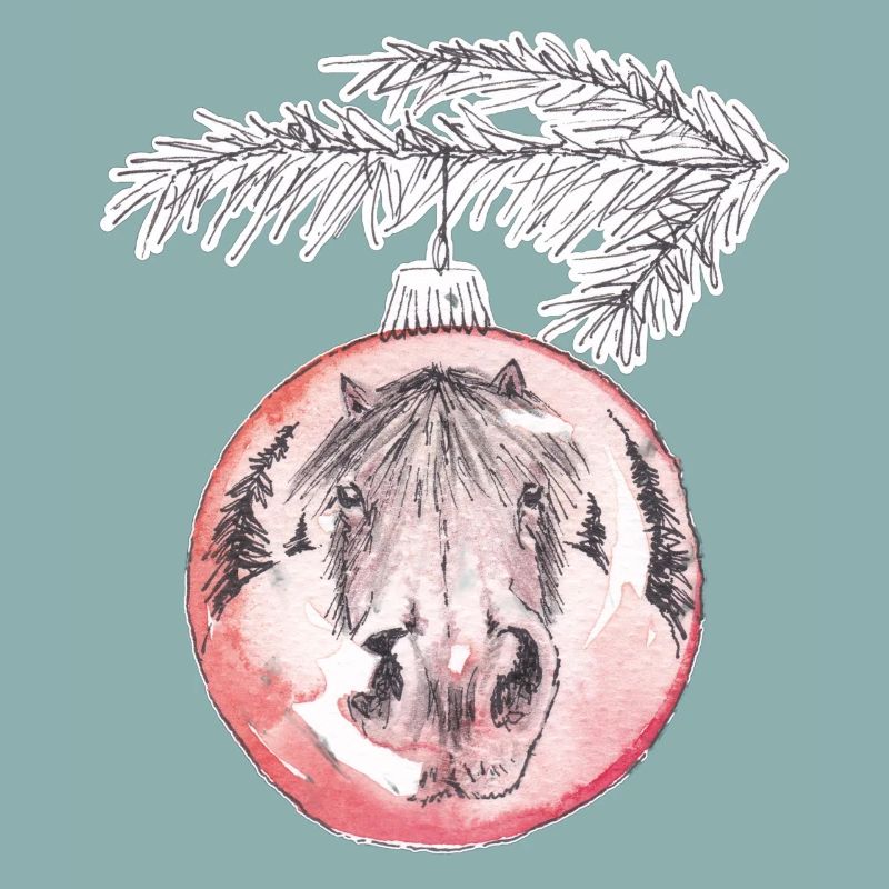 Weihnachtskugel Merry Christmas rot Pferd