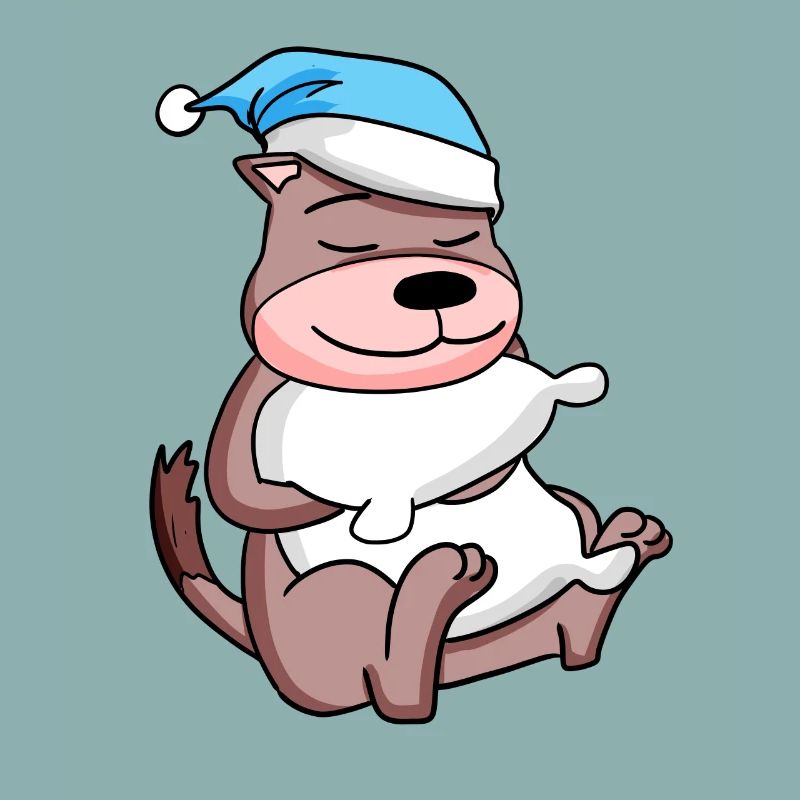 Weasel with pillow and sleeping cap