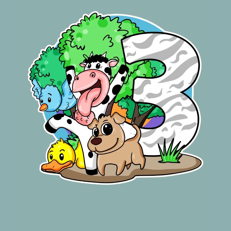 3rd birthday Cute animals 3 years old