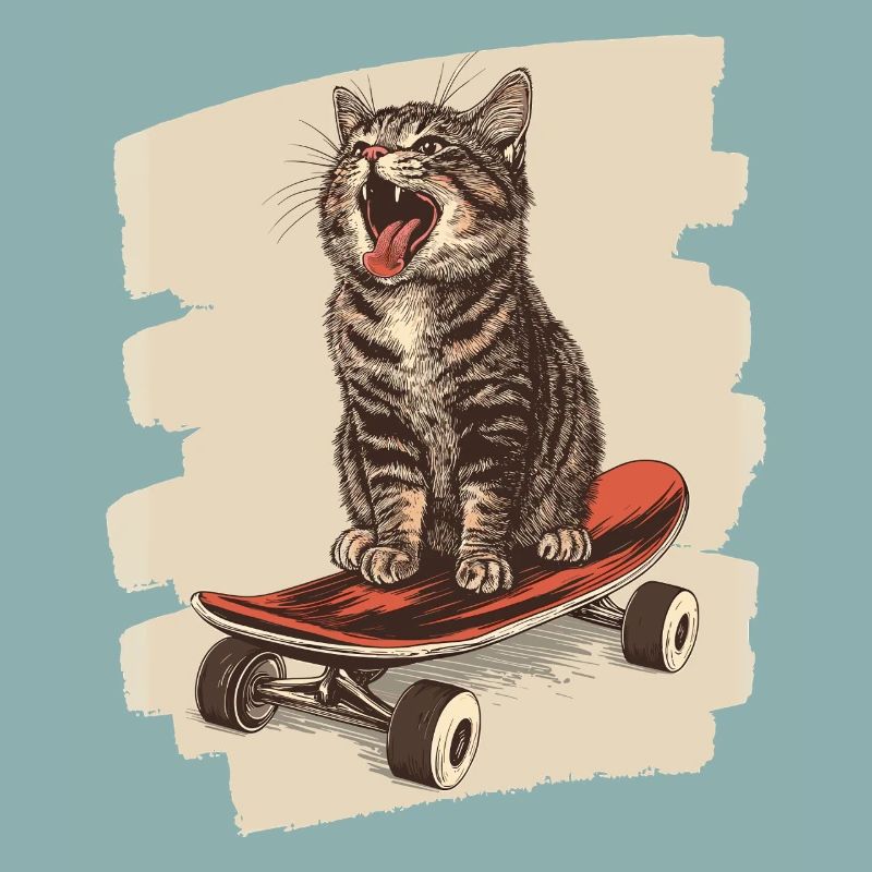 Skateboard Katze