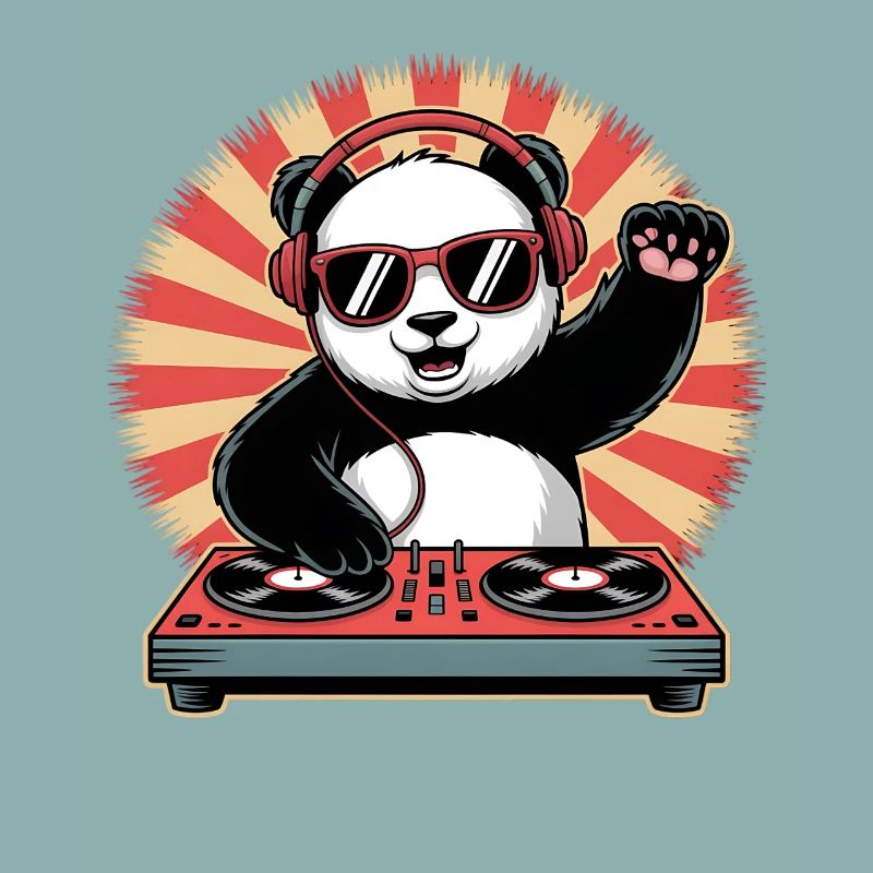 Panda DJ mit Kopfhörern