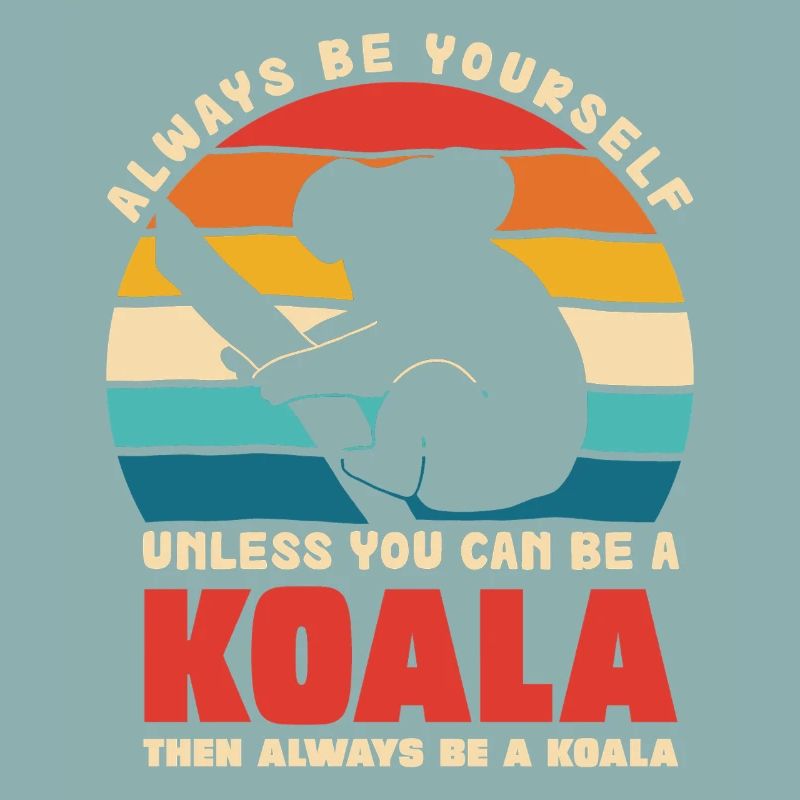 Koala Motto Rétro Coucher de soleil