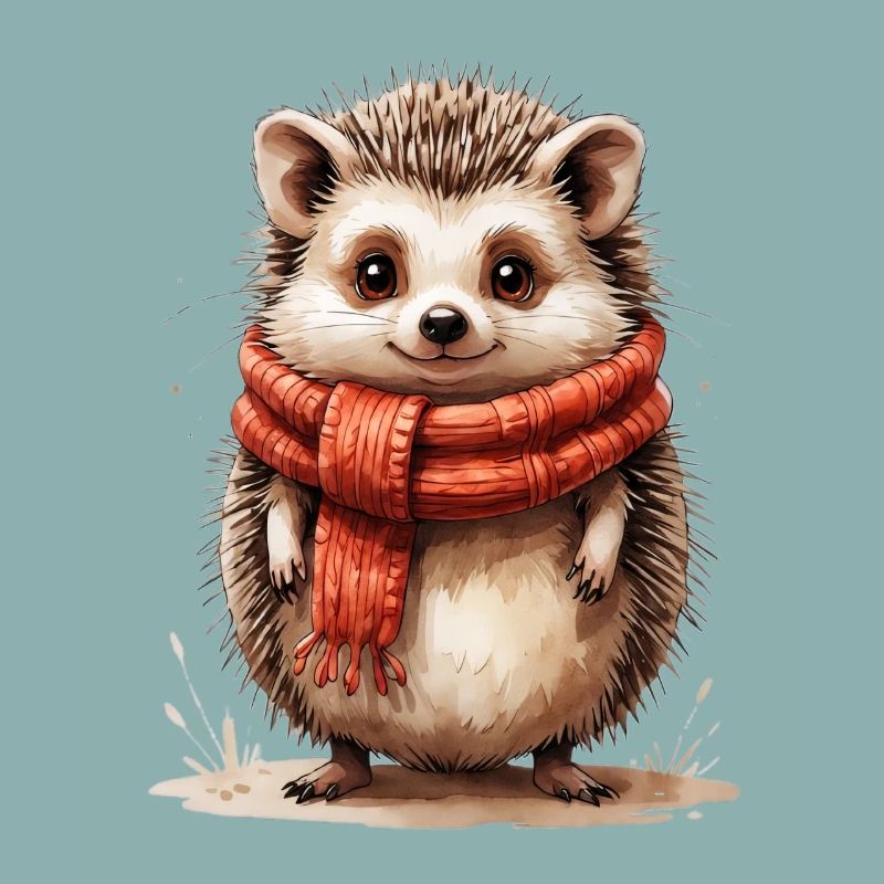 Winter Igel mit rotem Schal
