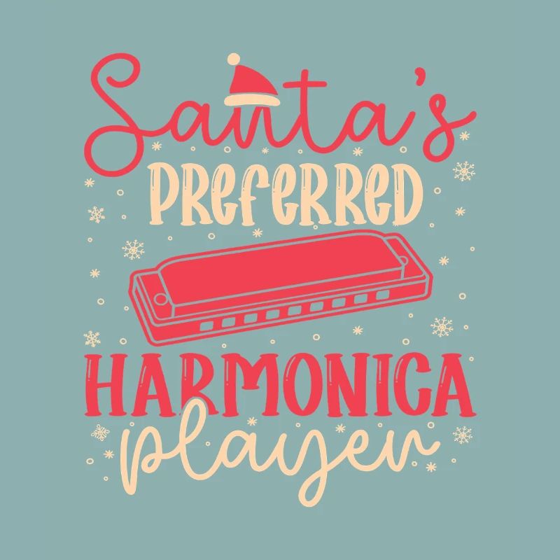 Funny Harmonica Player Santa ́s Preferred Harmonica