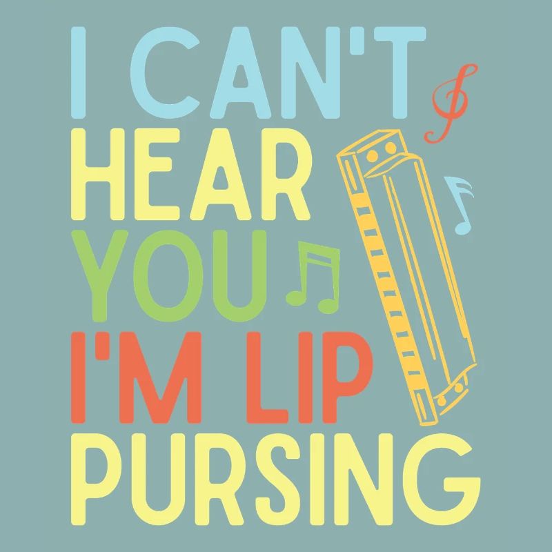 Funny Harmonica Player Lip Pursing Harmonica