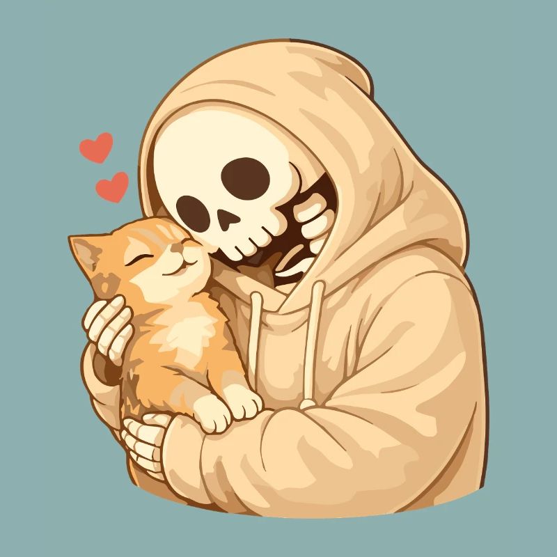 Squelette douillet avec chat – sécurité