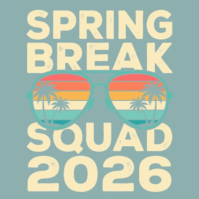 Spring Break Squad 2026 Retro Palm Tree Design