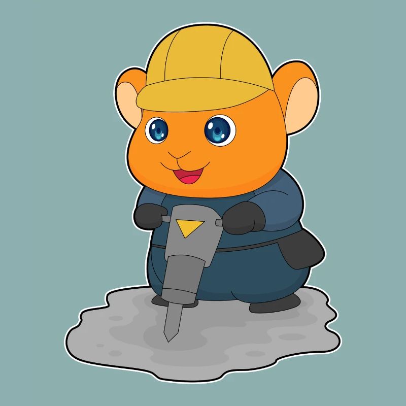 Hamster Construction Worker Jackhammer Construction Site