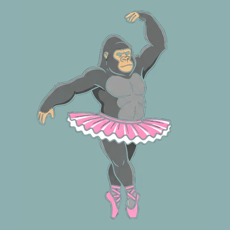 Gorilla in pink tutu dancing
