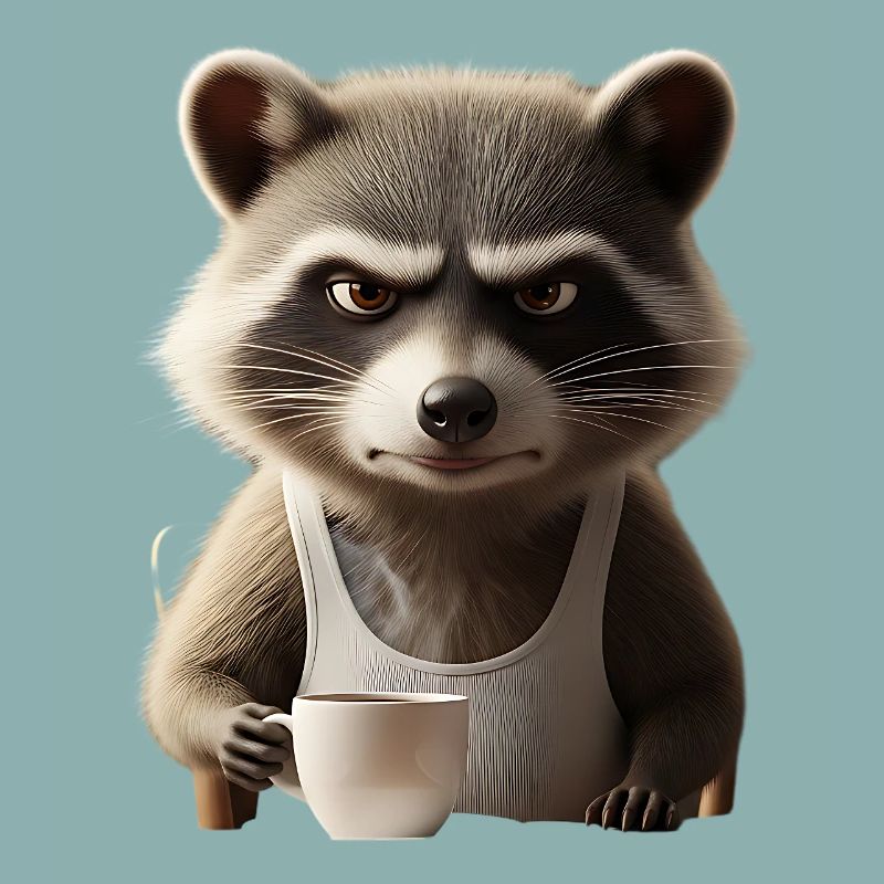Grumpy Waschbär mit Kaffee – Morgenmuffel Design