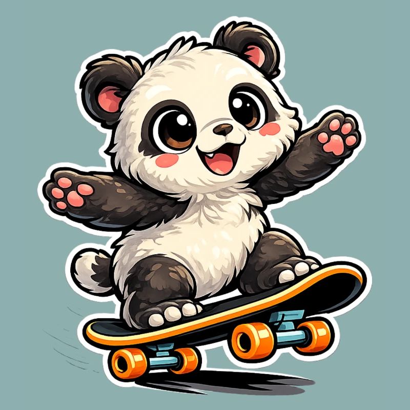 Panda Skateboard Joy
