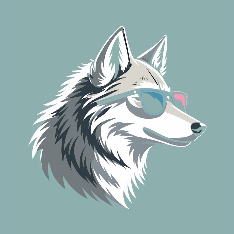 Wolf mit Brille im eisigen Stil