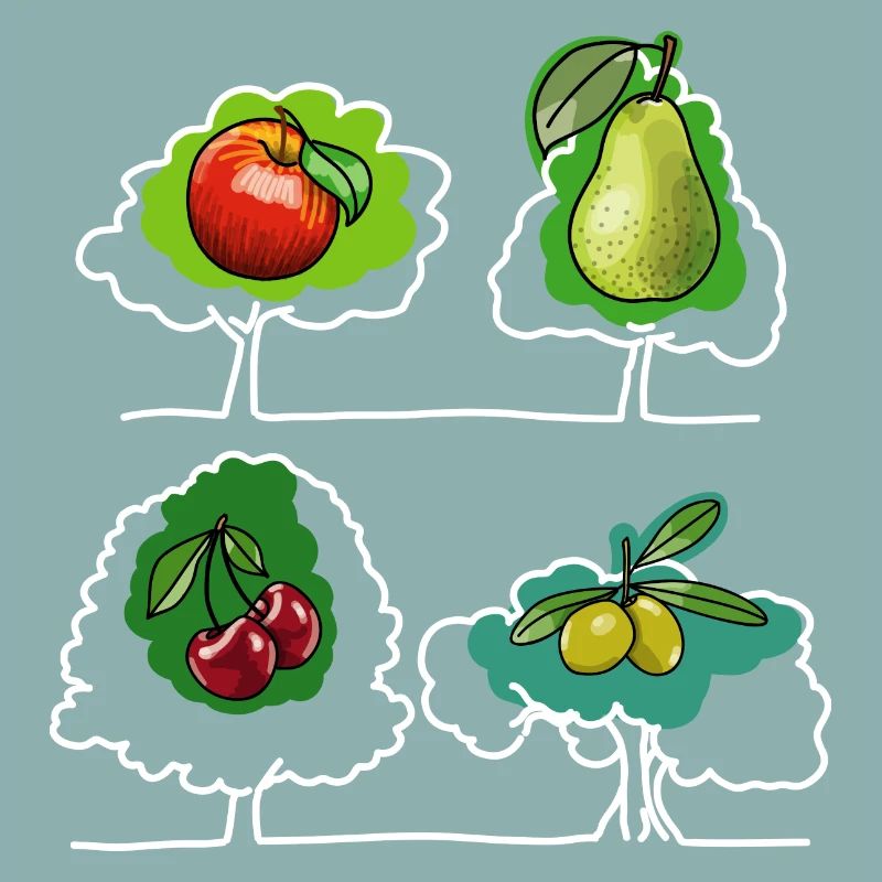 Apfel, Birne, Kirsche