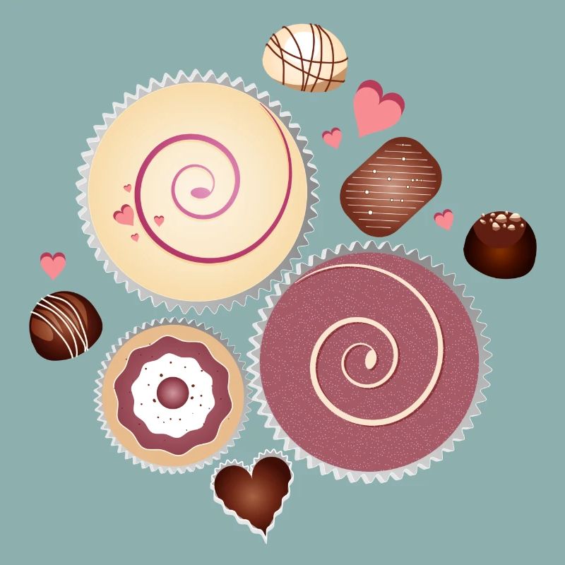 Composition de chocolats nobles aux couleurs délicates