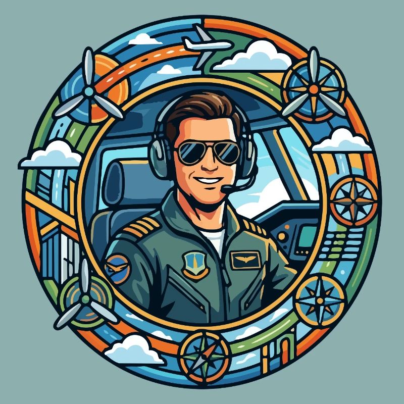 Comic Pilot in the Cockpit Sightseeing Flight