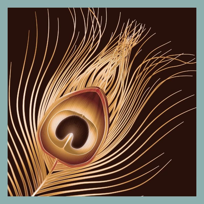 plume de paon dorée dessinée à la main