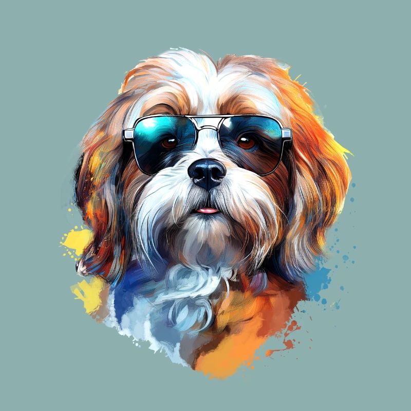 Lhasa Apso with sunglasses