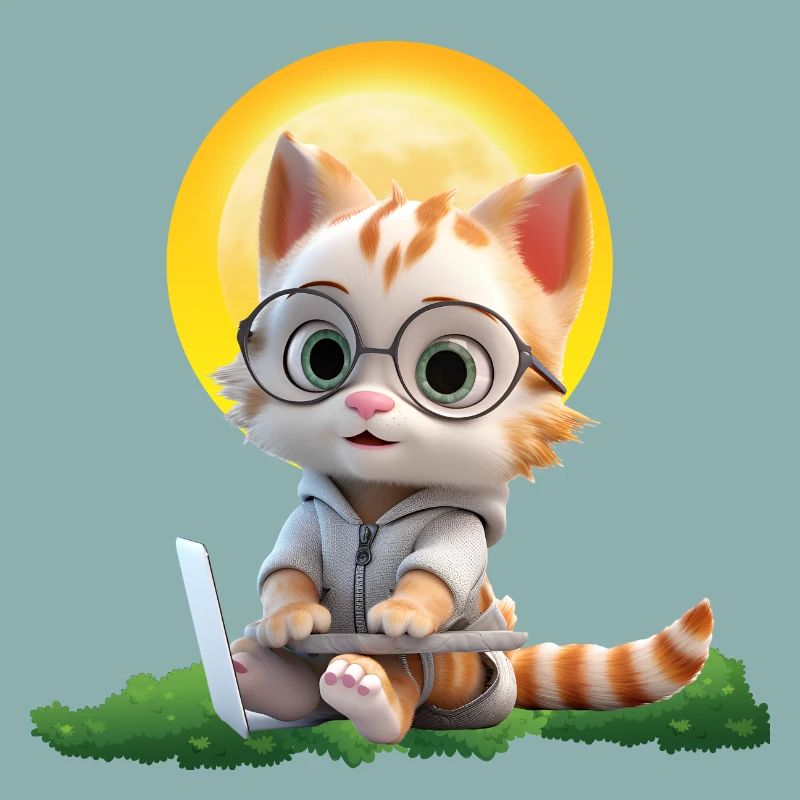 Smart Cat Sun Coder: Kätzchen Laptop Kunstdruck