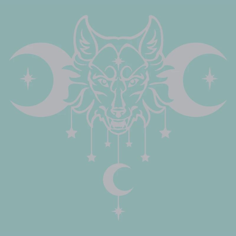 Wicca Moon Wolf - Anpassbare Farbe