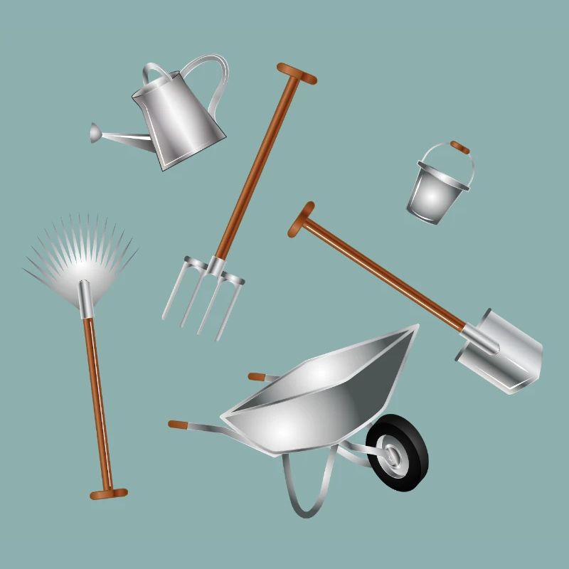 Illustration d’ensemble d’outils de jardin classiques
