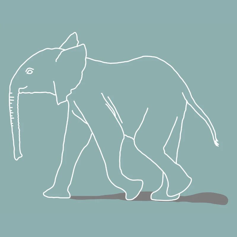 Elephant young, lineart