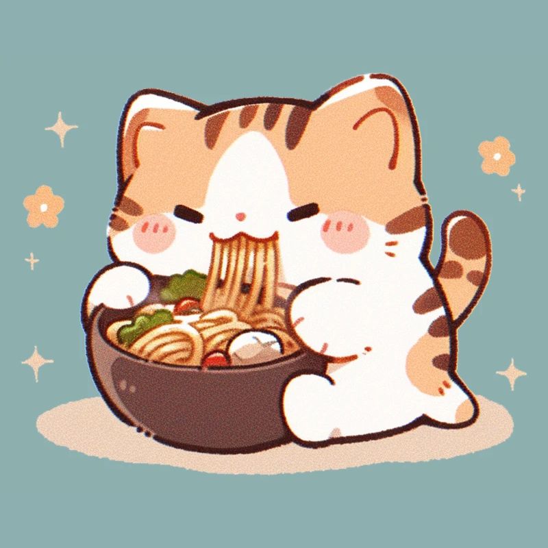 Mème de chat mangeant des spaghettis