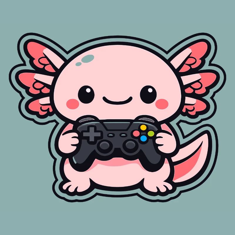 Kawaii Gaming-Drache mit Controller