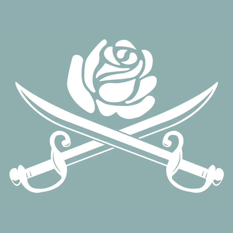 Rose blanche et épées croisées