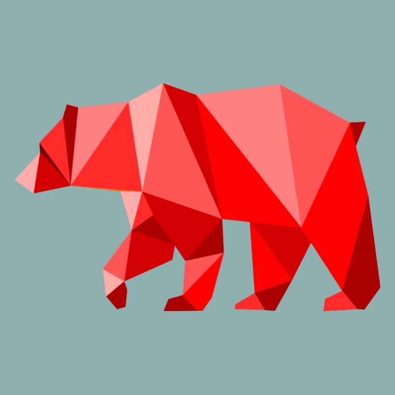 Roter Lowpoly-Bär