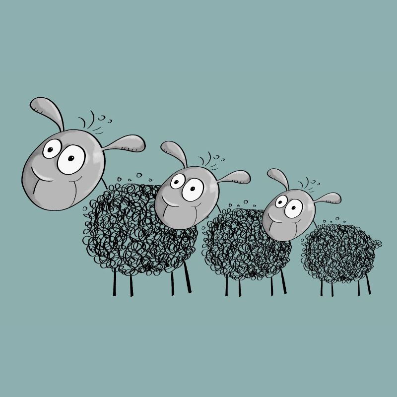 Three wool sheep - sheep cartoon