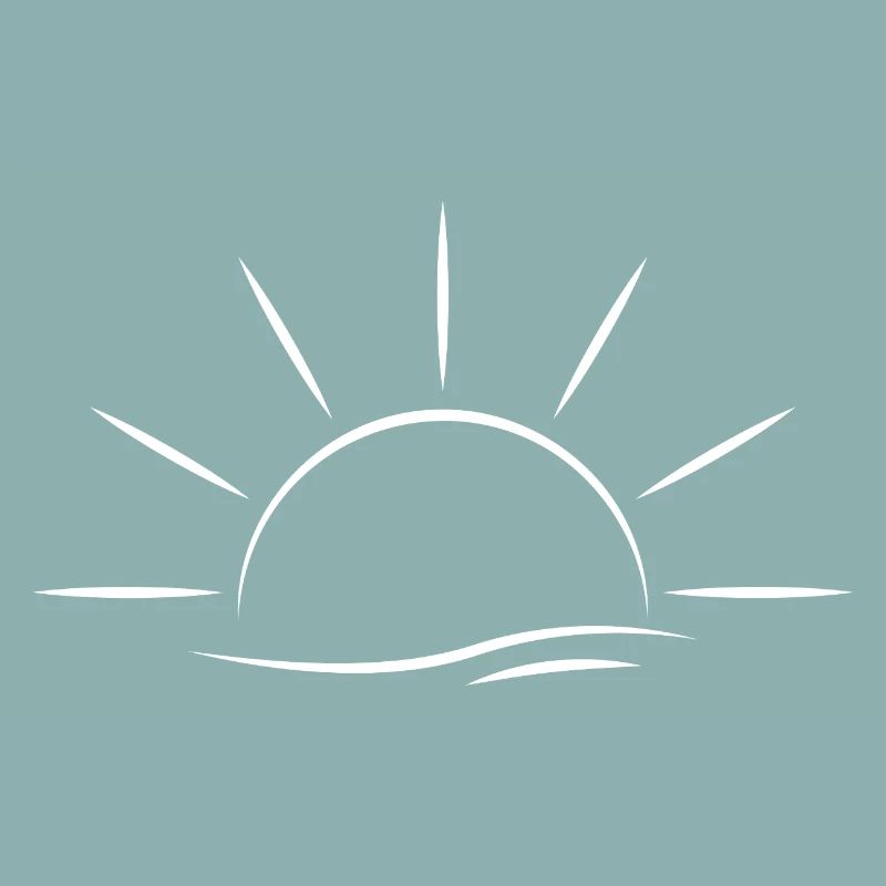 Sunrise and Waves white - Minimal Design