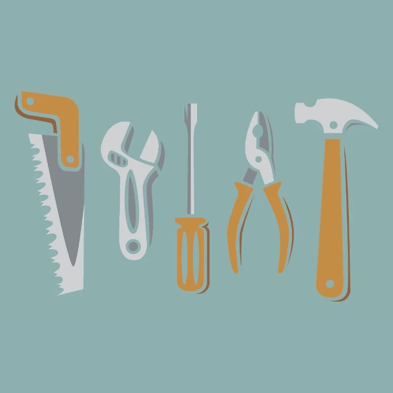 Tool Set Vector – Saw, Hammer, Pliers, Screw