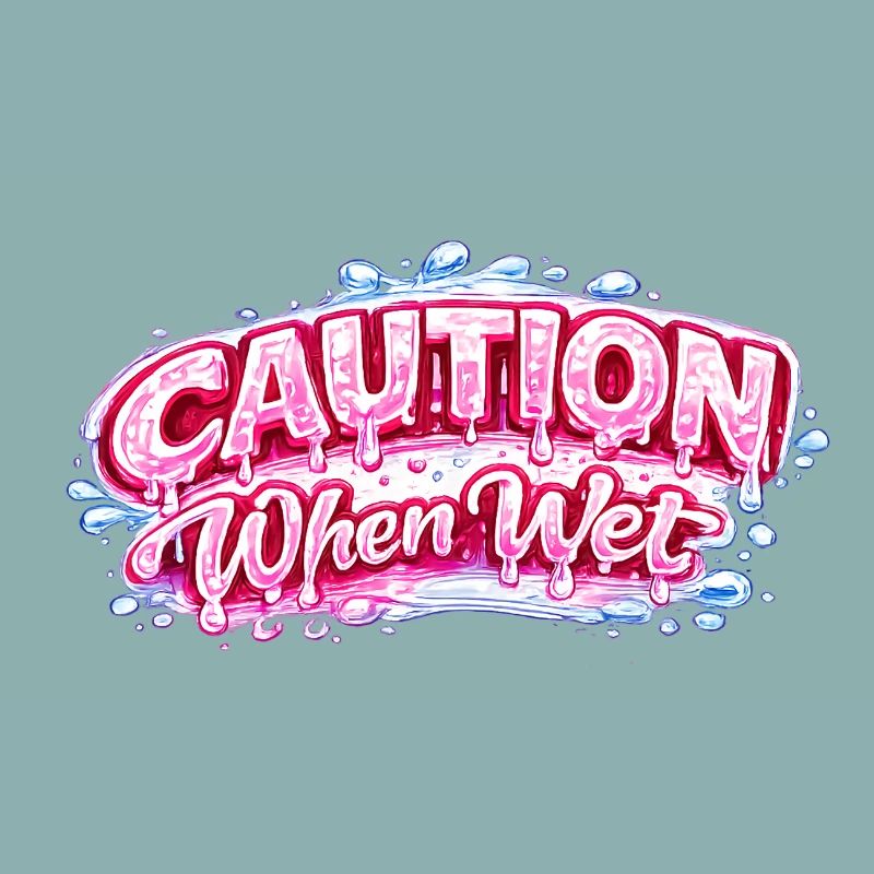 Caution When Wet Funny Flirty Statement Tee pun sp