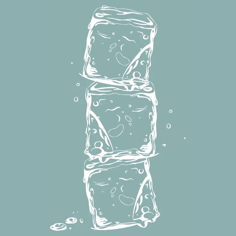 Ice cubes and water drops