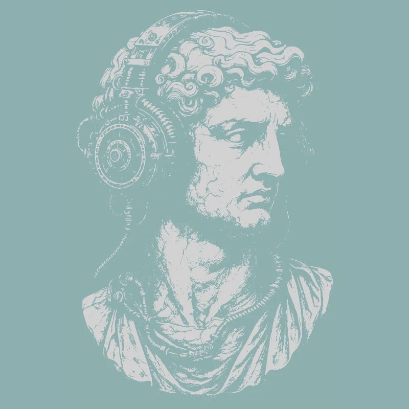 Classical Bust with steampunk Headphones