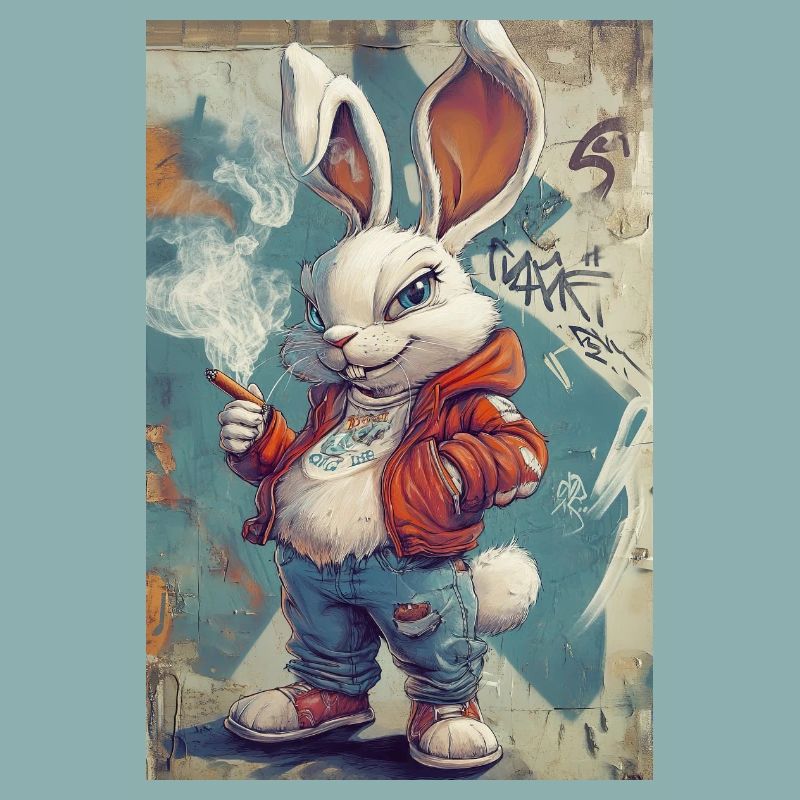 Graffiti Bunny Pullover Hoodie
