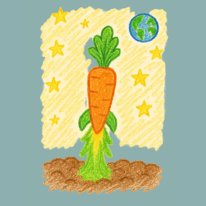 Fusée de carottes vers la planète Terre