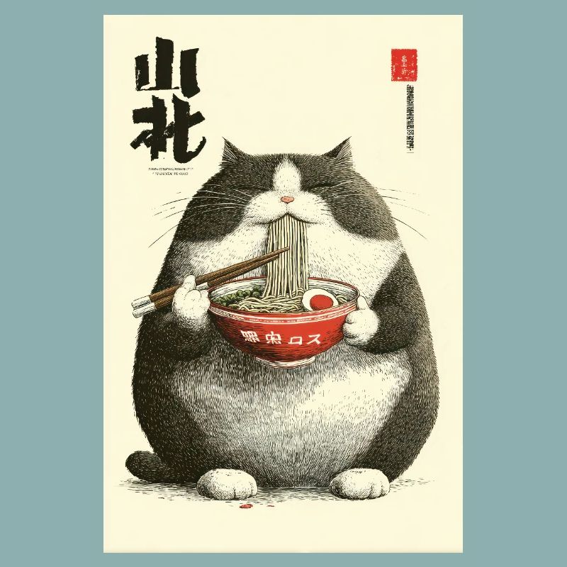 Ramen Chats Chonky Ukiyo-e