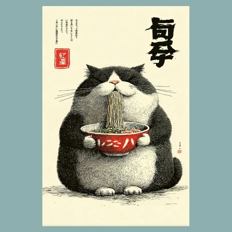 Neko-Nudelfest im Ukiyo-e-Stil