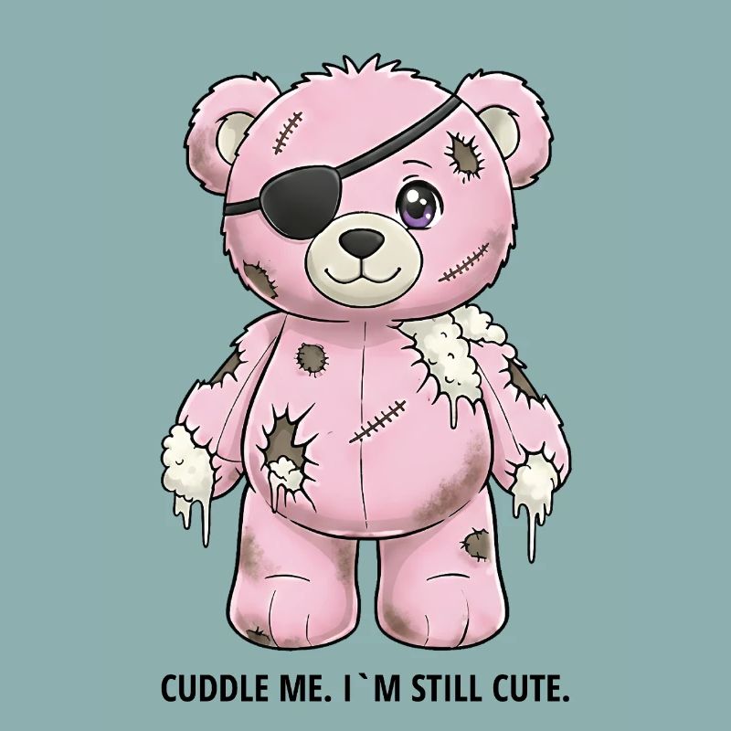 Patchwork Pink Teddy Bear with Eye Patch