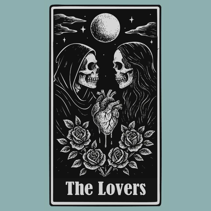 Skeleton Lovers Gothic Tarot Heart Design