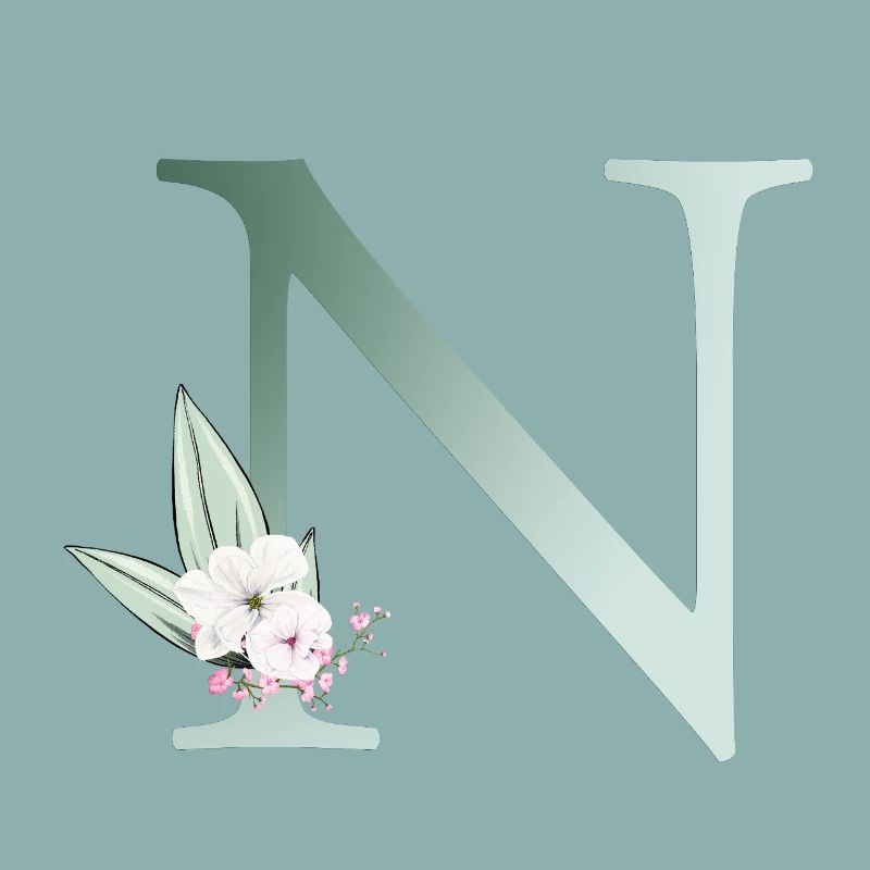 N Monogram, Floral, Personalizable