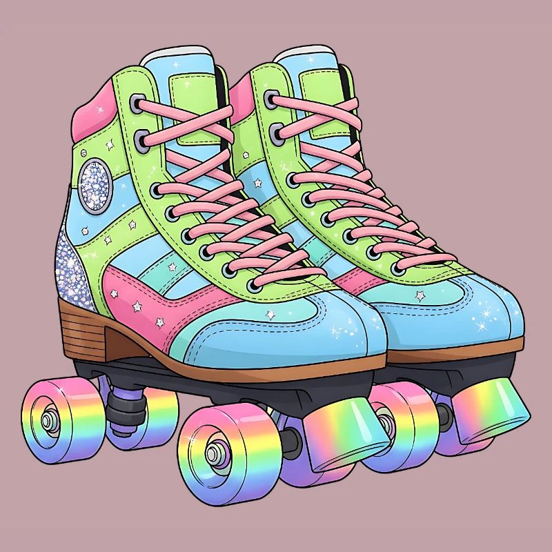 Roller Skates Retro Rainbow 80s 90s