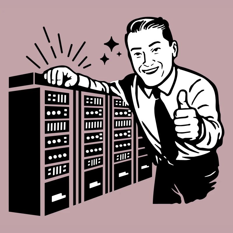 Retro IT Admin Smiling – Vintage Tech Support