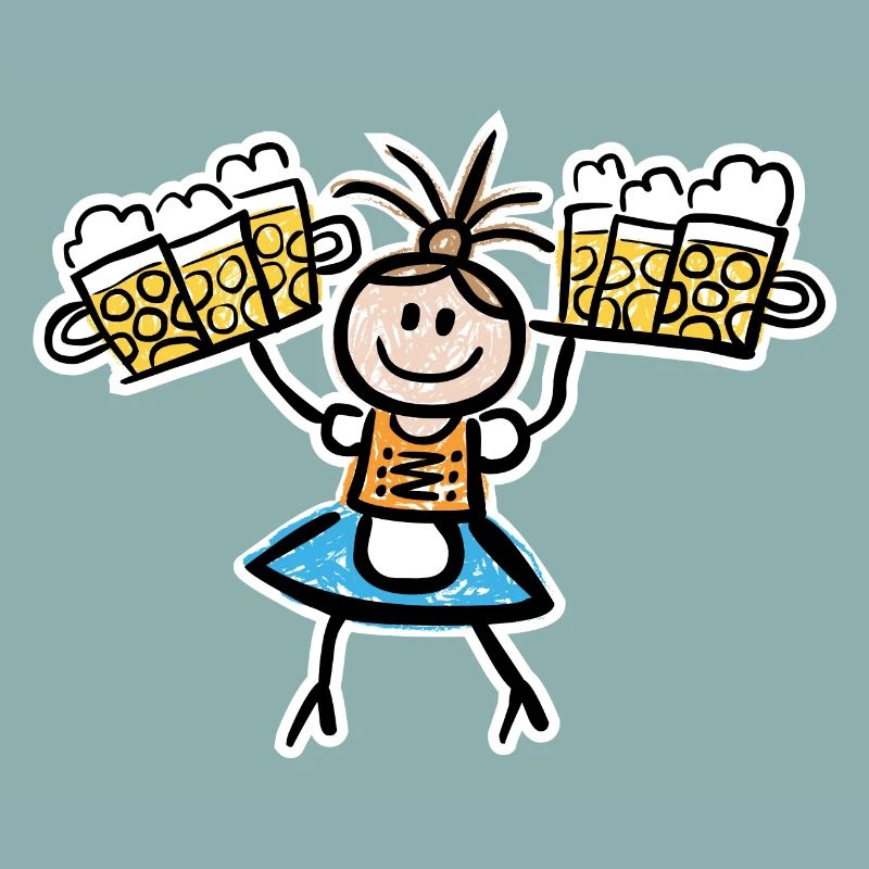 Kellnerin im Dirndl mit Biertablett
