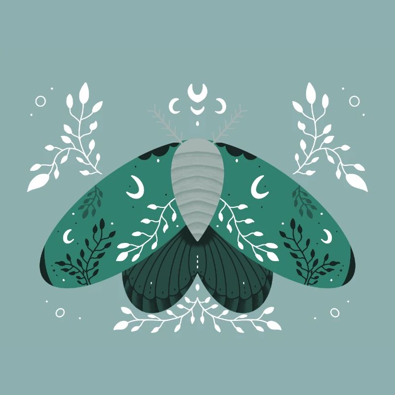 Papillon de nuit vert avec feuillage