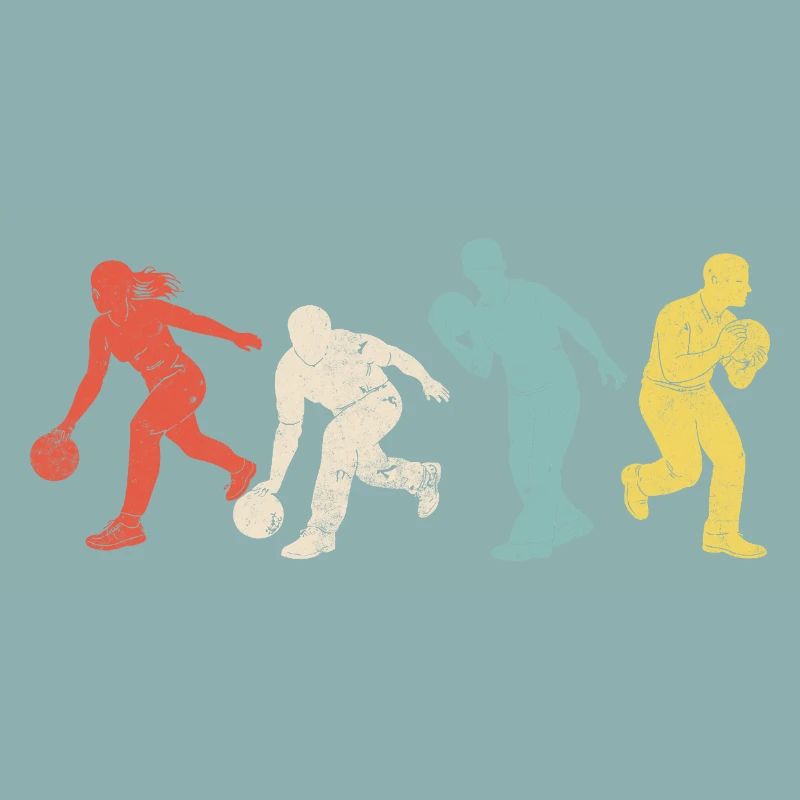 Dynamic bowling silhouettes in colors